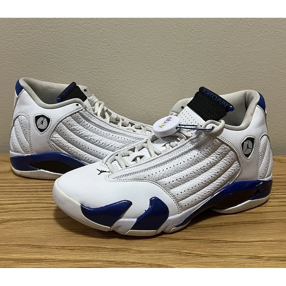 Nike Air Jordan 14 White Hyper Royal Blue size 9 487471-104 OG XIV Retro Shoes